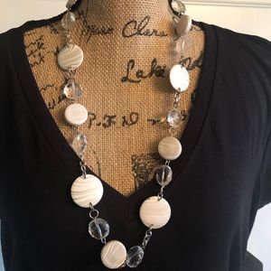 Silver & Marble colored Bead Necklace